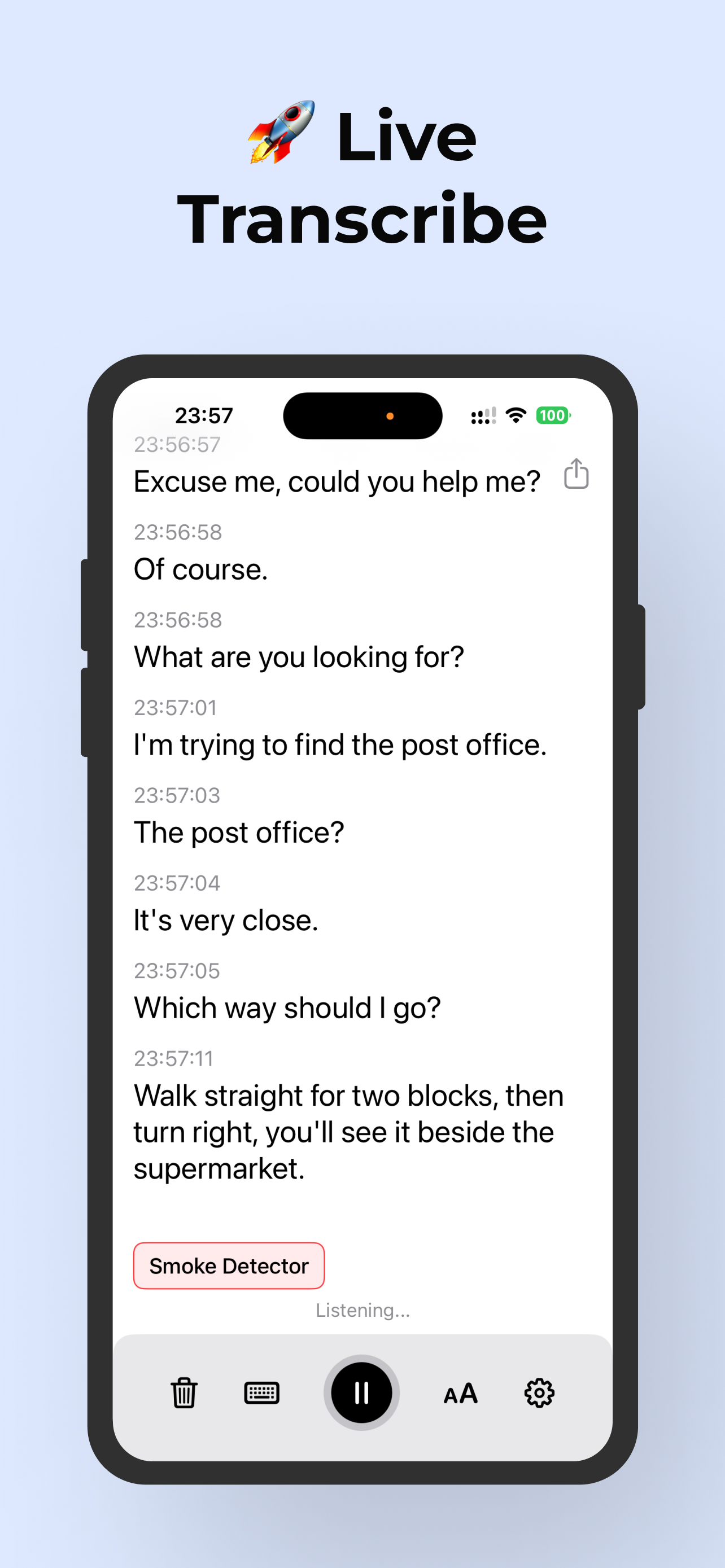 Live Transcribe & Notification iPhone app screenshot 3