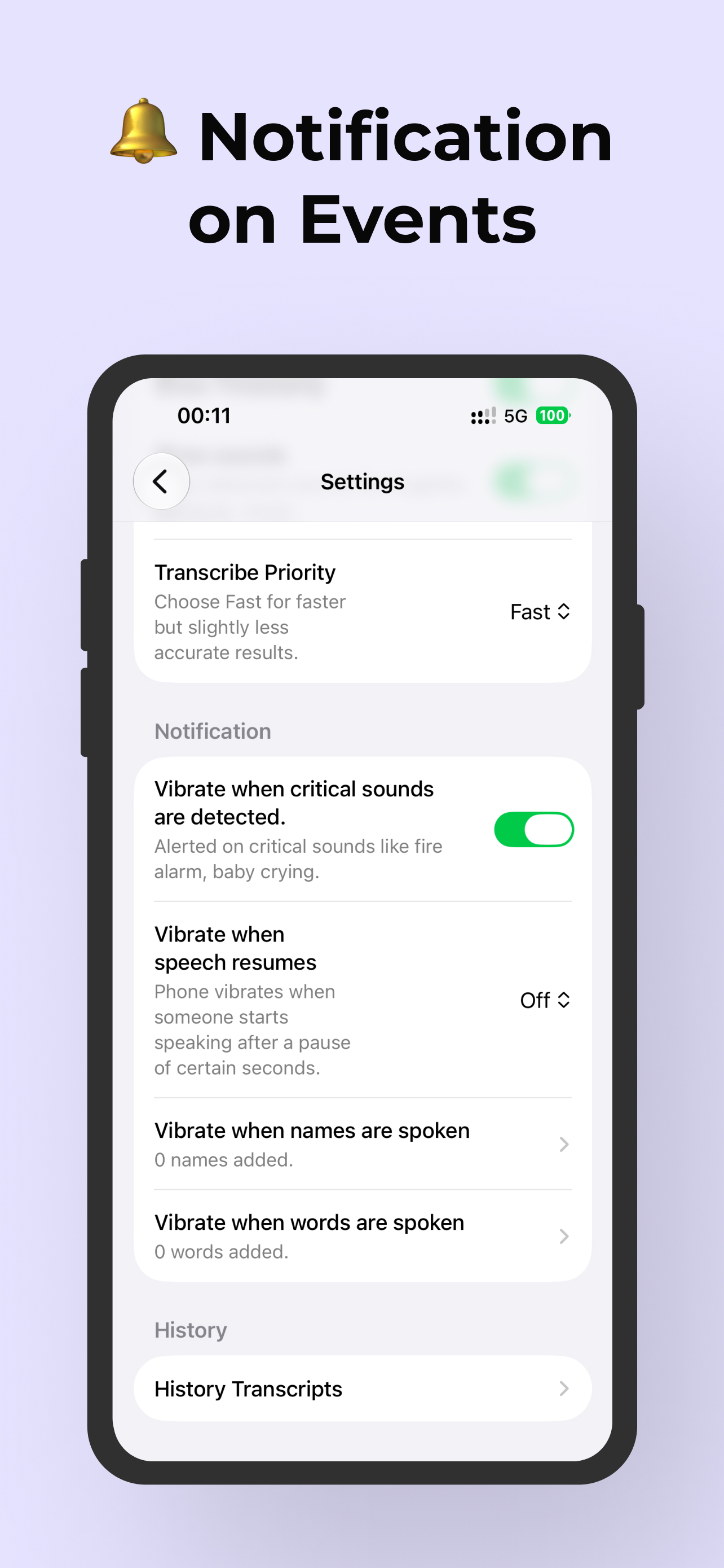 Live Transcribe & Notification iPhone app screenshot 5