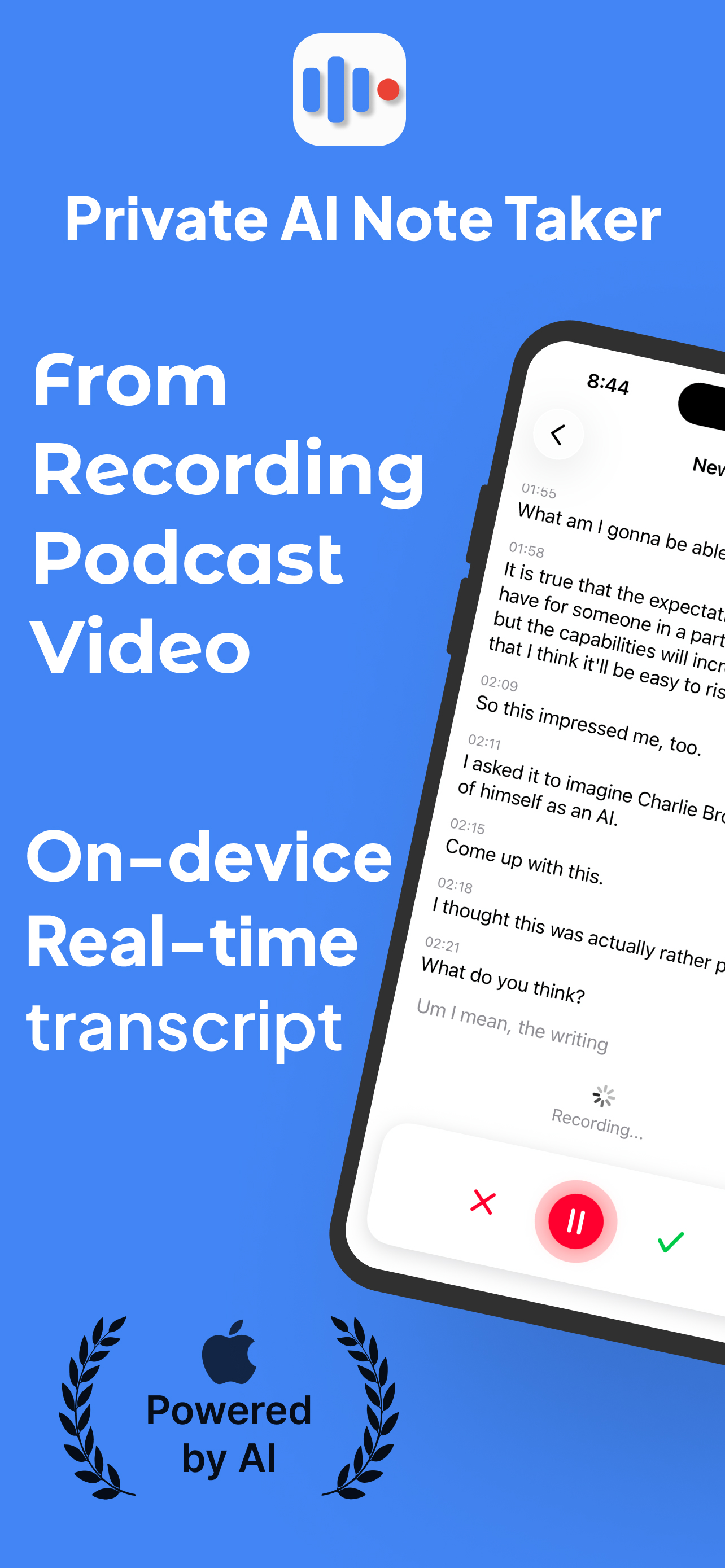 AutoNote AI transcription and note taking app screenshot 1